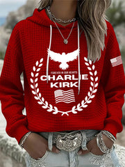 Red Charlie Kirk Forever In Our Heart Hoodie Eagle Wear Red For Charlie Kirk Day Clothing - Lilybirchmarket