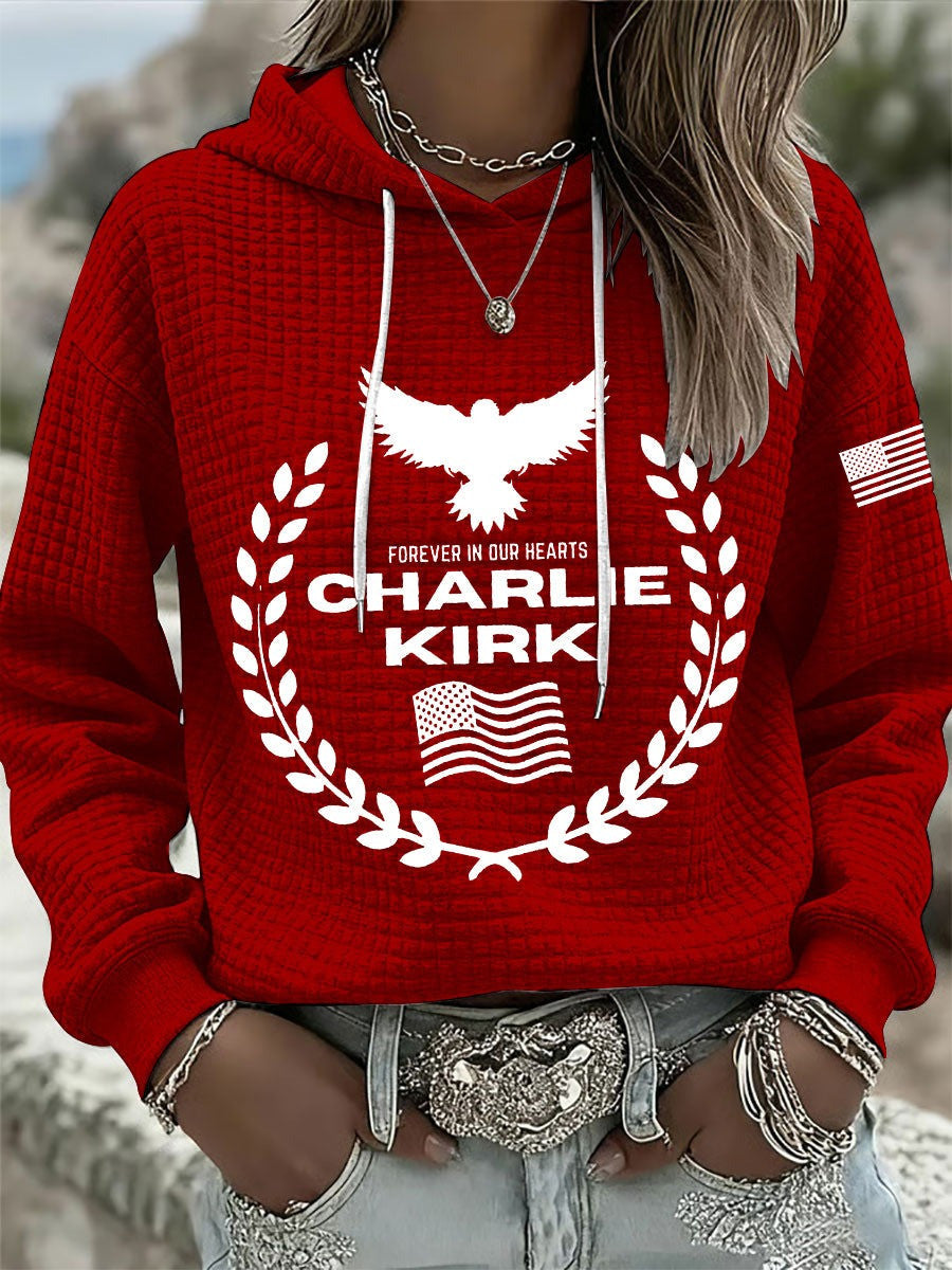 Red Charlie Kirk Forever In Our Heart Hoodie Eagle Wear Red For Charlie Kirk Day Clothing - Lilybirchmarket
