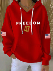 Red Charlie Kirk Freedom 47 Hoodie USA Flag Wear Red On October 14 Birthday Apparel Gifts - Lilybirchmarket