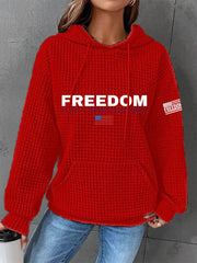 Red Charlie Kirk Freedom Don't Stop Fighting Waffle Hoodie Women's October 14 Day Tribute - Lilybirchmarket