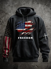 Red Charlie Kirk Freedom Hoodie Faith Cross American Flag Memorial Wear Red For Oct 14 Day - Lilybirchmarket
