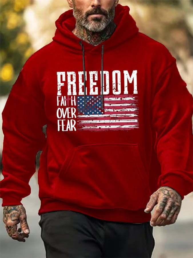 Red Charlie Kirk Freedom Hoodie Faith Over Fear Turning Point USA TPUSA Merch Apparel - Lilybirchmarket