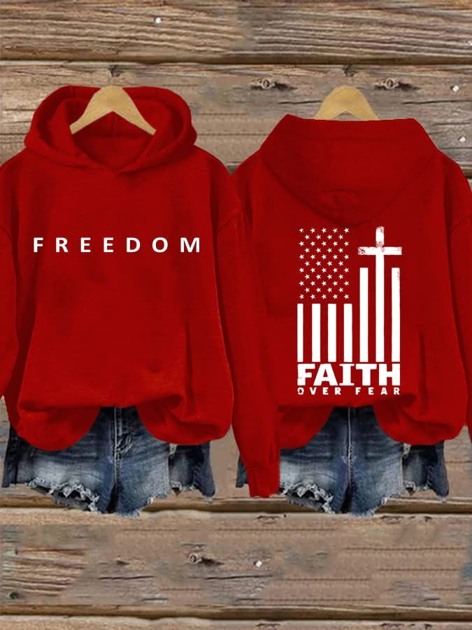 Red Charlie Kirk Freedom Hoodie Faith Over Fear Wear Red For Charlie Kirk Day Clothing Gifts - Lilybirchmarket