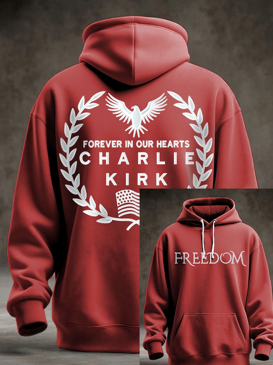Red Charlie Kirk Freedom Hoodie Forever In Our Heart Wear Red For Charlie Kirk Day Gifts - Lilybirchmarket