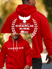 Red Charlie Kirk Freedom Hoodie Forever In Our Hearts October 14 Birthday Tribute Clothes - Lilybirchmarket