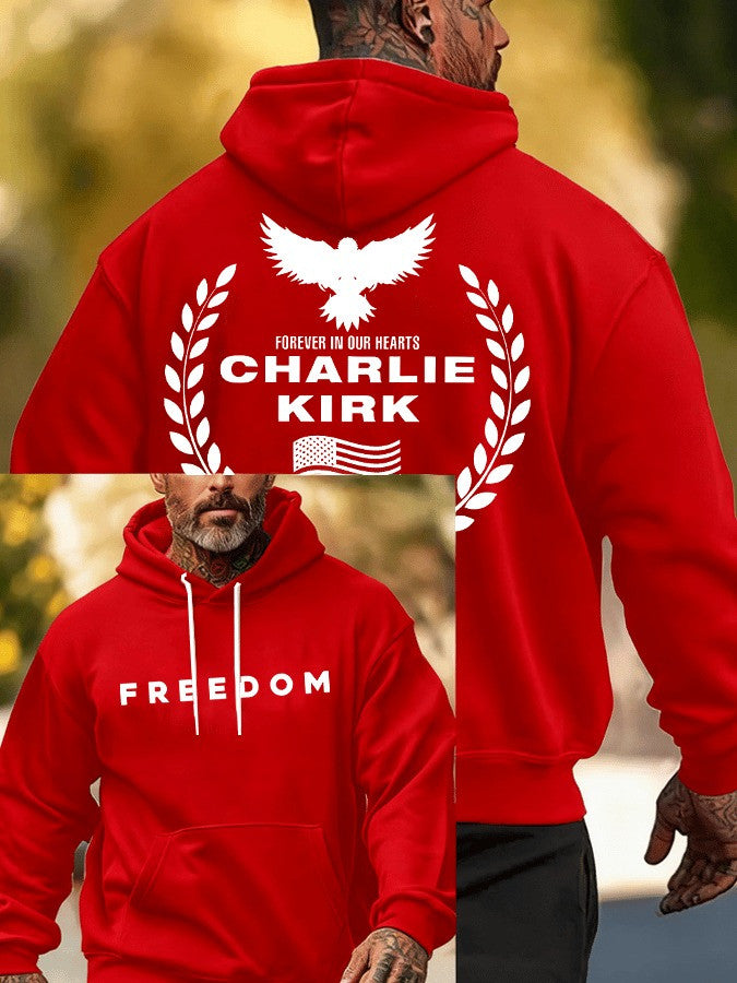 Red Charlie Kirk Freedom Hoodie Forever In Our Hearts October 14 Birthday Tribute Clothes - Lilybirchmarket