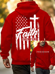Red Charlie Kirk Freedom Hoodie Memorial Merch Faith Over Fear Charlie Kirk Funeral Merch - Lilybirchmarket