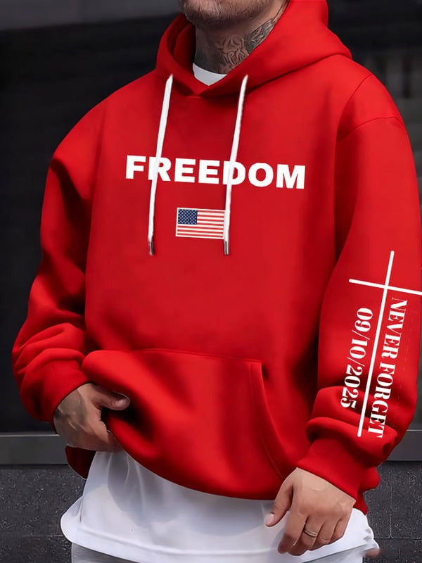 Red Charlie Kirk Freedom Hoodie Never Forget Wear Red Day 2025 Tribute To Charlie Kirk Merch - Lilybirchmarket
