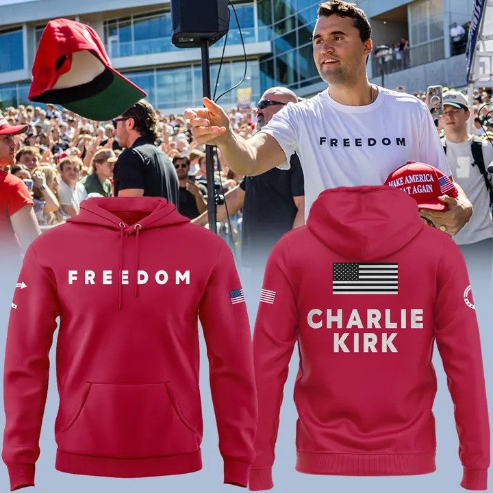 Red Charlie Kirk Freedom Hoodie Turning Point USA TPUSA Merch Wear Red On October 14 Day - Lilybirchmarket