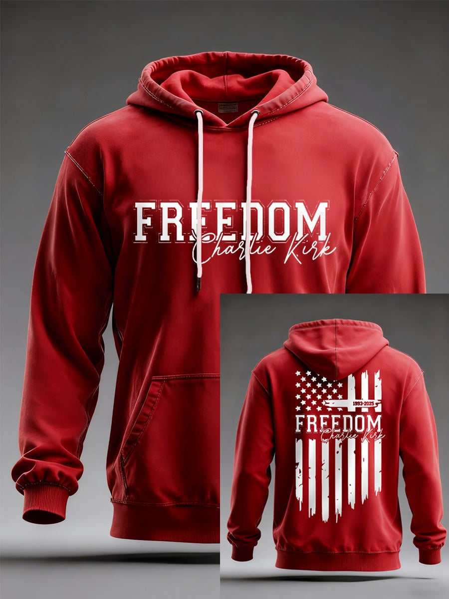 Red Charlie Kirk Freedom Hoodie Wear Red For Charlie Kirk Day Memorial Clothing Gifts - Lilybirchmarket