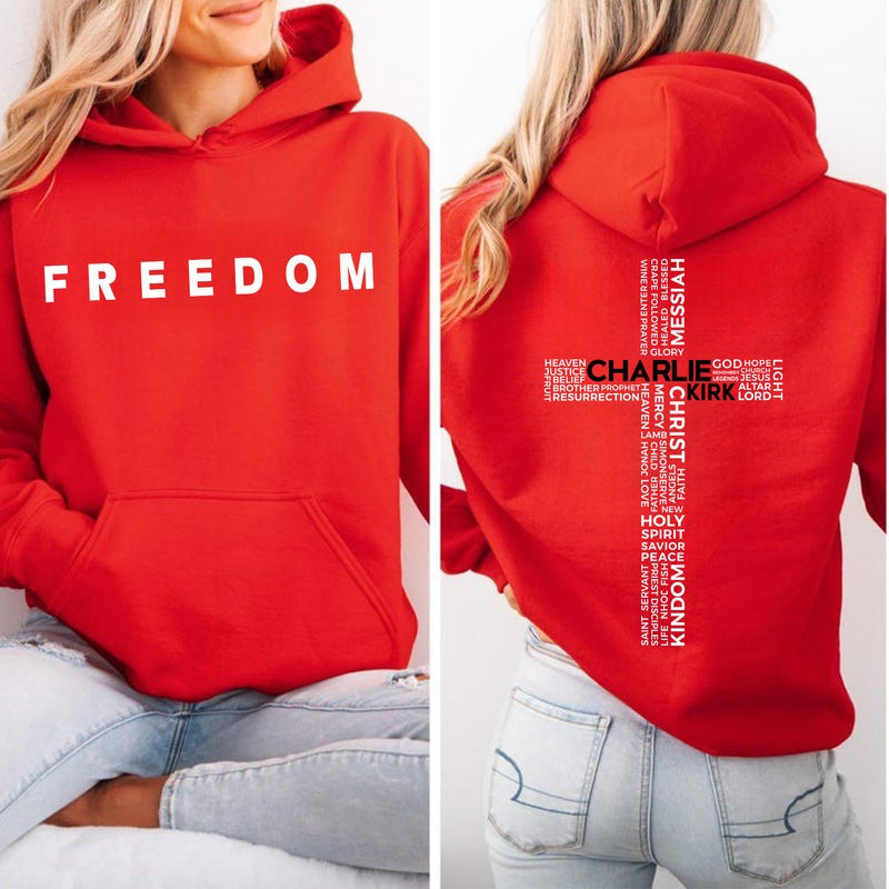 Red Charlie Kirk Freedom Hoodie Wear Red For Charlie Kirk Day Memorial Gifts - Lilybirchmarket