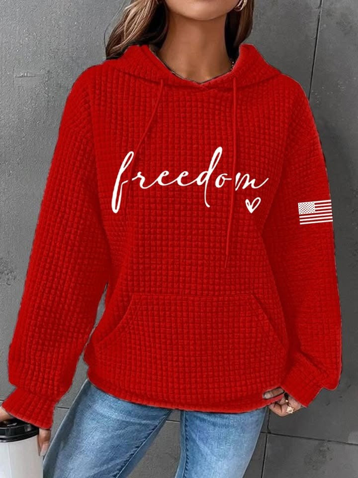 Red Charlie Kirk Freedom Hoodie Women's RIP Charlie Kirk Apparel Gifts For Trump Supporters - Lilybirchmarket