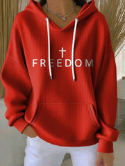 Red Charlie Kirk Freedom Hoodie Women's Wear Red On October 14 Birthday Memorial Merch - Lilybirchmarket