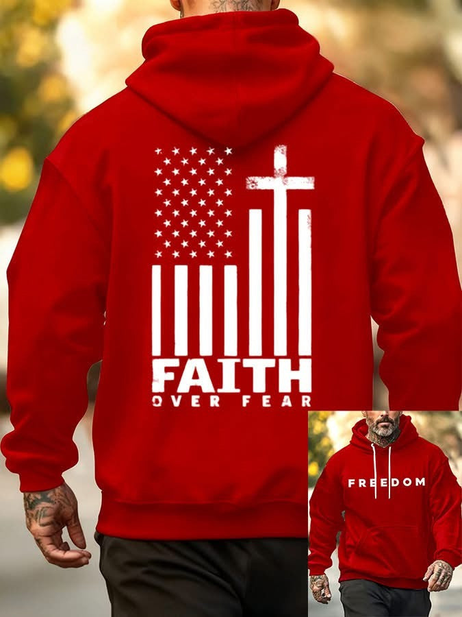 Red Charlie Kirk Freedom Memorial Hoodie Faith Over Fear Remembrance Charlie Kirk Day - Lilybirchmarket