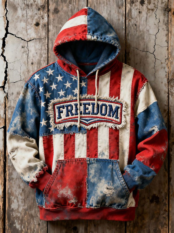 Red Charlie Kirk Freedom Merch Hoodie 3D Print Vintage American Flag Memorial Day Apparel - Lilybirchmarket