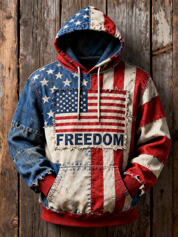 Red Charlie Kirk Freedom Merch Hoodie 3D Print Vintage American Flag Memorial Merch - Lilybirchmarket