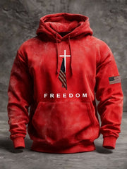 Red Charlie Kirk Freedom Merch Hoodie Faith Christian American Flag Wear Red On October 14 - Lilybirchmarket