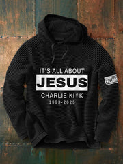 Red Charlie Kirk Freedom Merch Hoodie It's All About Jesus RIP Charlie Kirk Merch Store - Lilybirchmarket