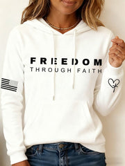 Red Charlie Kirk Freedom Through Faith Hoodie Wear Red On October 14 Birthday Tribute Merch - Lilybirchmarket