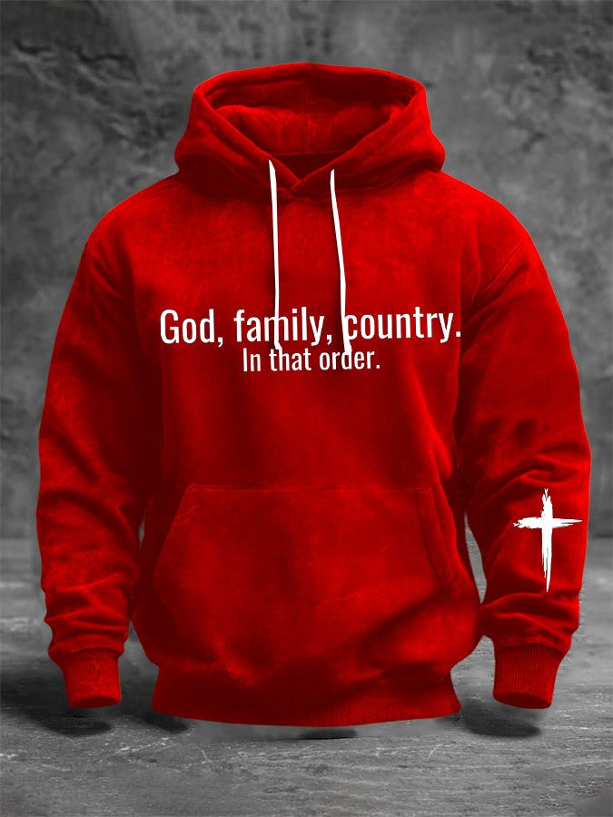 Red Charlie Kirk Hoodie God Family Country In That Order October 14 Birthday Merch - Lilybirchmarket