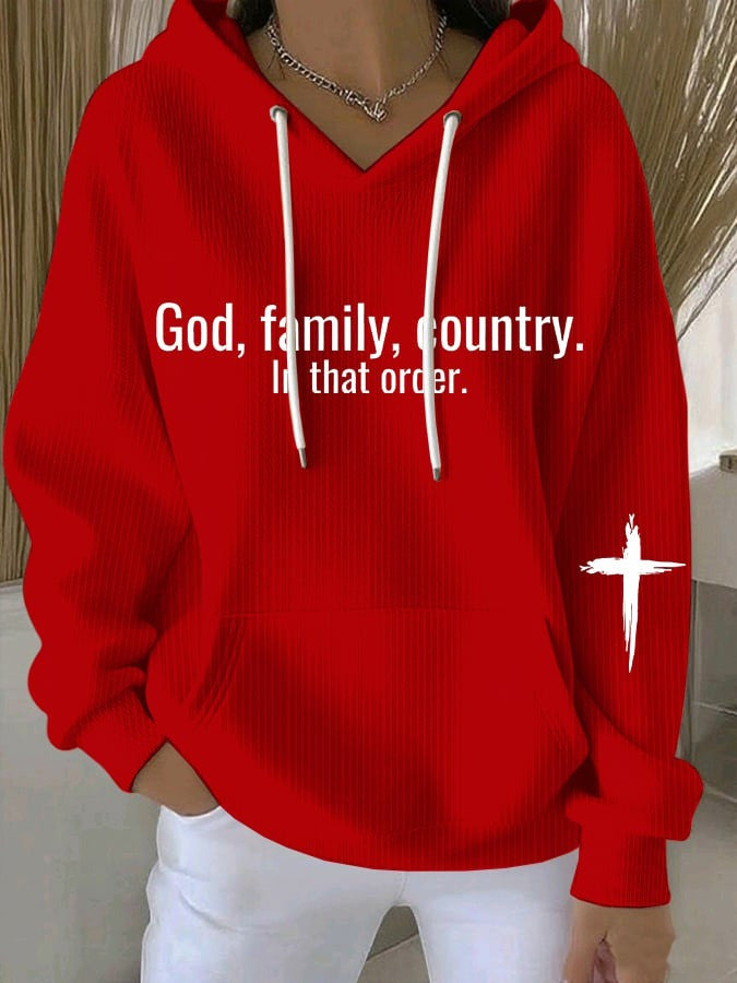 Red Charlie Kirk Hoodie God Family Country In That Order October 14 Charlie Kirk Day Gifts - Lilybirchmarket