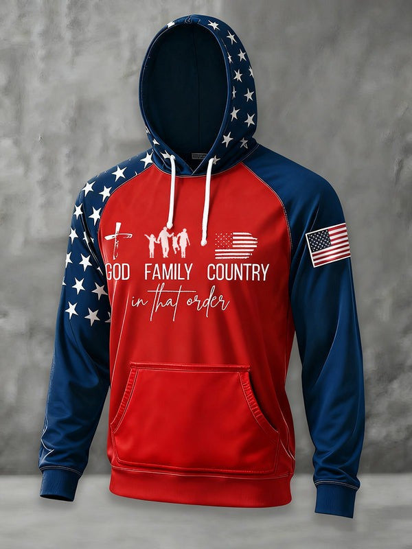 Red Charlie Kirk Hoodie God Family Country In That Order Wear Red On October 14 Day Apparel - Lilybirchmarket