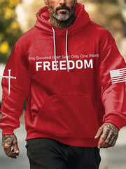 Red Charlie Kirk Hoodie His Blooded Said Only One Word Freedom Charlie Kirk Remembrance Day - Lilybirchmarket