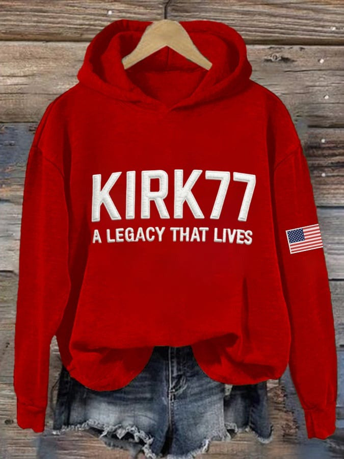 Red Charlie Kirk Hoodie Kirk77 A Legacy That Lives Apparel Merch Store Supporters Gifts - Lilybirchmarket