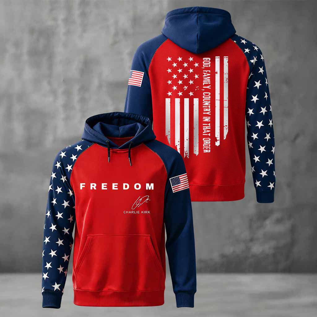 Red Charlie Kirk Hoodie Signed God Family Country In That Order Charlie Kirk Memorial Gifts - Lilybirchmarket
