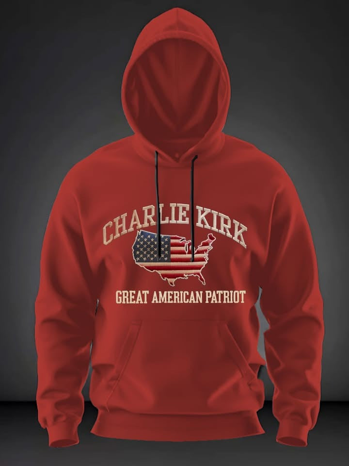 Red Charlie Kirk Memorial Merch Hoodie Great American Patriot Wear Red October 14 Birthday - Lilybirchmarket