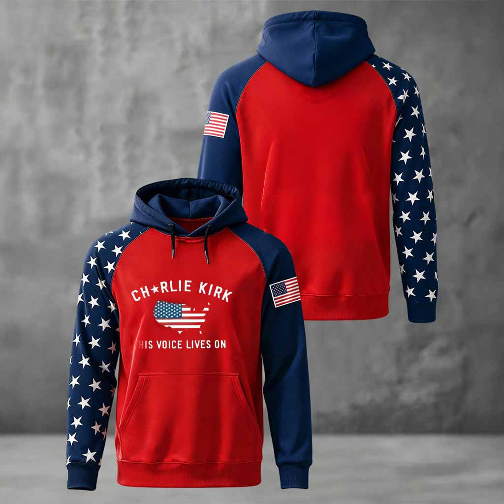 Red Charlie Kirk Merch Hoodie His Voice Lives On RIP Wear Red For Charlie Kirk Day - Lilybirchmarket