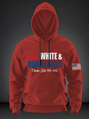 Red Charlie Kirk Merch Hoodie Red White And Blueberries Memorial Merch Wear Red Day Clothes - Lilybirchmarket