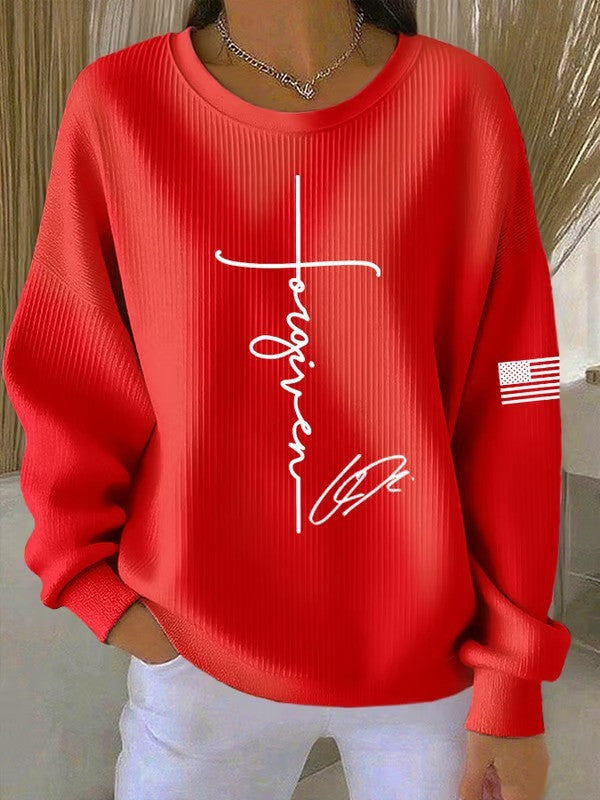 Red Charlie Kirk Sweatshirt Forgiven Sweatshirt Signed CK Apparel Gifts For Patriots - Lilybirchmarket