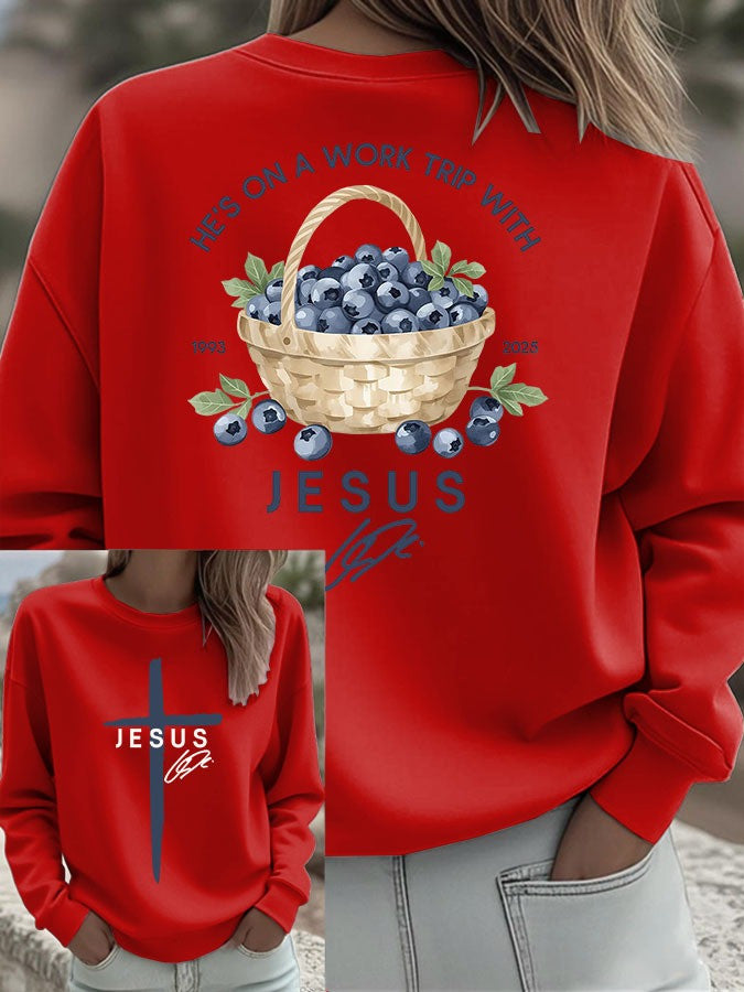 Red Charlie Kirk Sweatshirt He's On A Trip With Jesus Sweatshirt Faith Gifts For Patriots - Lilybirchmarket
