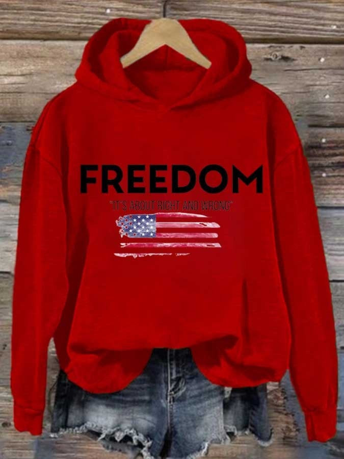 Red Freedom Charlie Kirk Hoodie It's About Right And Wrong October 14 Charlie Kirk Day - Lilybirchmarket