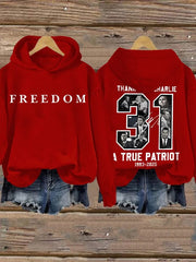 Red Freedom Charlie Kirk Hoodie Thank You 31 A True Patriot October 14 Charlie Kirk Day - Lilybirchmarket