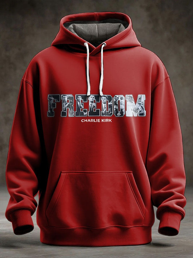 Red Freedom Charlie Kirk Hoodie TPUSA Support Wear Red On October 14 Day Tribute Clothes - Lilybirchmarket