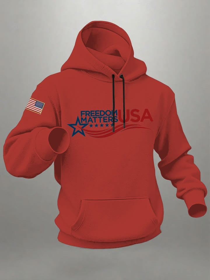 Red Freedom Charlie Kirk Merch Hoodie Freedom Matters USA Turning Point Wear Red October 14 - Lilybirchmarket
