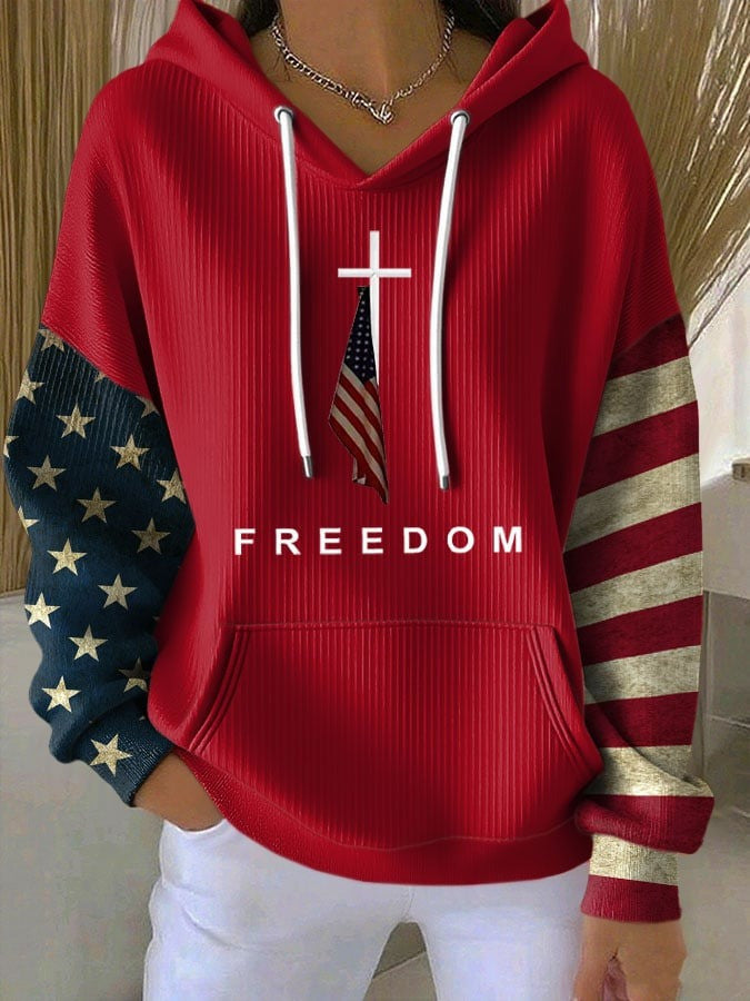 Red Freedom Charlie Kirk Merch Hoodie Women's Wear Red Day 2025 Turning Point USA Apparel - Lilybirchmarket