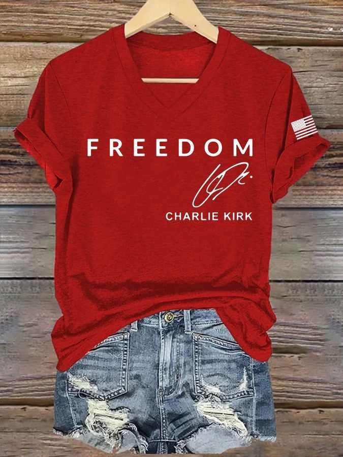 Red Freedom Charlie Kirk Signed Hoodie Women's Wear Red On October 14 Birthday Tribute - Lilybirchmarket