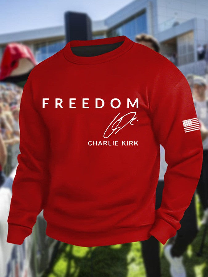 Red Freedom Charlie Kirk Signed Hoodie Women's Wear Red On October 14 Birthday Tribute - Lilybirchmarket