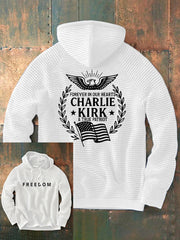 Red Freedom Charlie Kirk Waffle Hoodie Forever In Our Heart A True Patriot Memorial Clothing - Lilybirchmarket