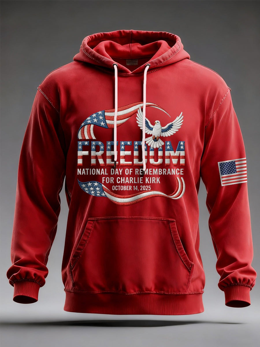 Red Freedom Hoodie Charlie Kirk National Day Of Remembrance For Charlie Kirk October 14 Day - Lilybirchmarket