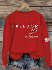 Red Freedom Sweatshirt Charlie Kirk Sweatshirt TPUSA Merch Charlie Kirk Funeral Merch Gifts - Lilybirchmarket