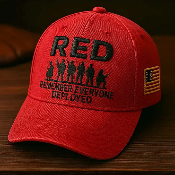 RED Friday Hat Embroidered Remember Everyone Deployed Hat Gifts For Veterans - Lilybirchmarket