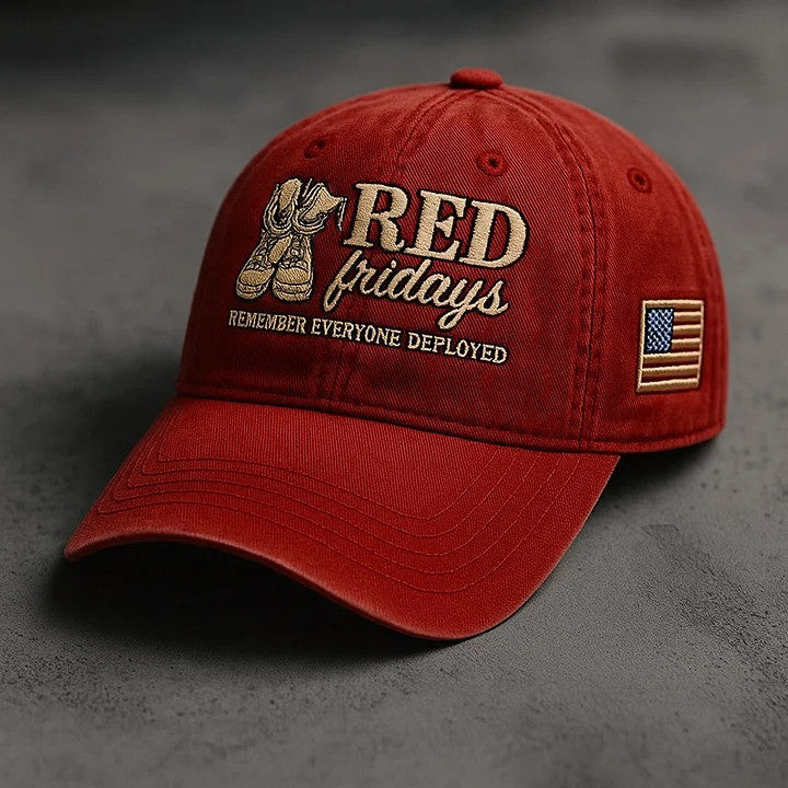 RED Friday Remember Everyone Deployed Hat Embroidered Patriotic Cap Gifts For Veterans - Lilybirchmarket