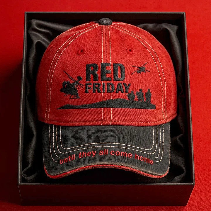 RED Friday Until They All Come Home Embroidered Hat Support The Troops Veteran Hat - Lilybirchmarket