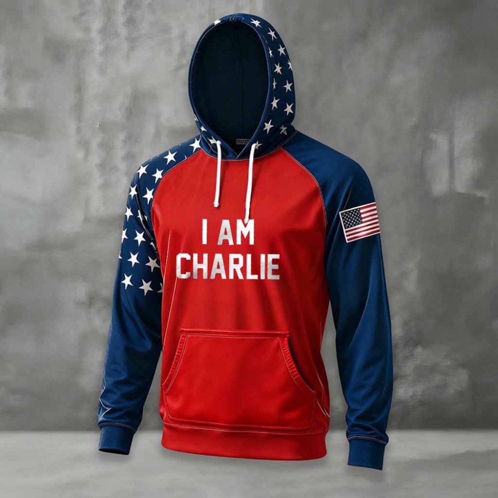 Red I Am Charlie Kirk Merch Signed Hoodie RIP October 14 Day Memorial Hooded Sweatshirt - Lilybirchmarket