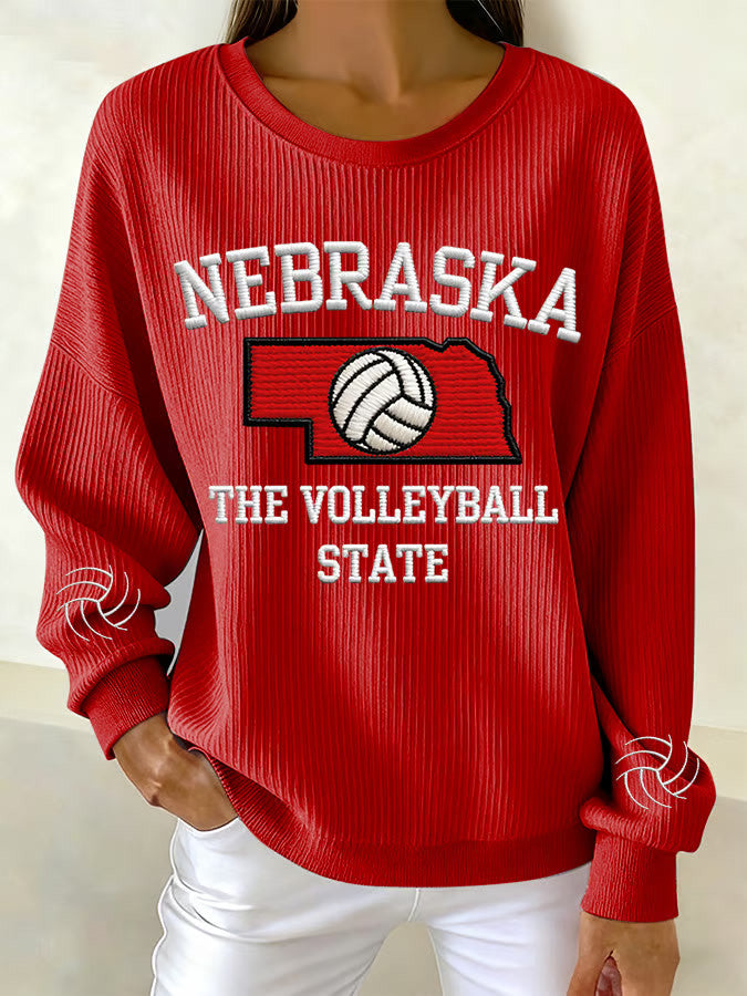 Red Nebraska Volleyball Sweatshirt Game Day Sweatshirt Volleyball Lovers Gifts For Wife - Lilybirchmarket