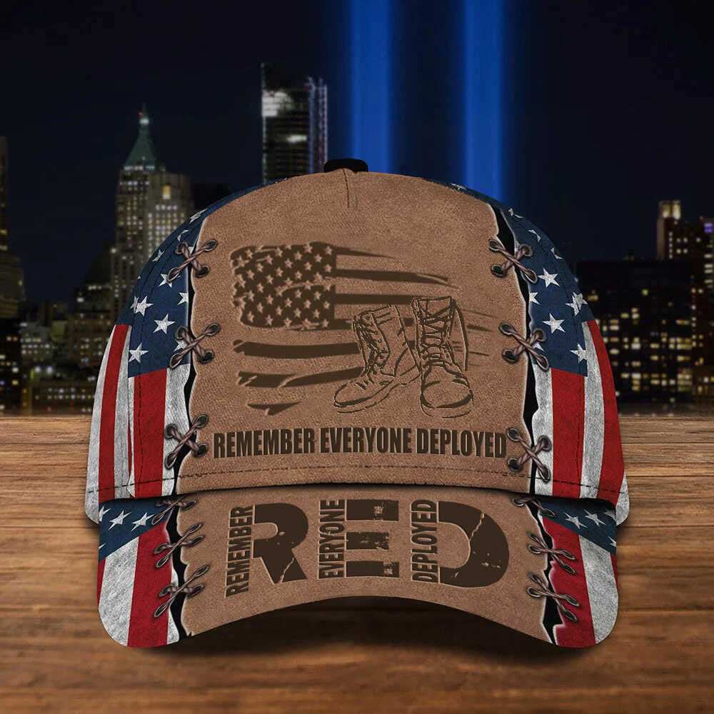 RED Remember Everyone Deployed Hat Support The Troops American Flag Hat RED Friday Merch - Lilybirchmarket
